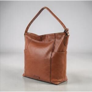FOSSIL Jori Cow Leather Hobo Bag Exterior Pockets Brown Office Everyday Timeless